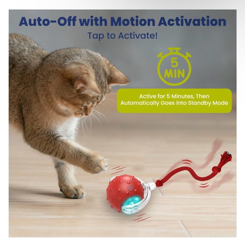 NIB Chirp and Chase Motion Activated Cat Ball with LED Lights  - Red - Picture 4 of 9